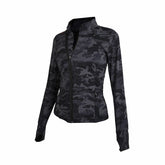 Camo Print Thumb Hole Women's Sports & Fitness Jacket