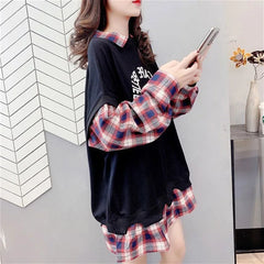 Plaid Fake Two Pieces Sweatshirt