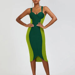 Delfina - Green Fishtail Bandage Dress