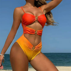 Aelin - Orange & Yellow Ombre Cut Out Monokini