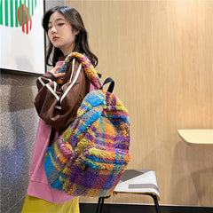 Plaid Wool School Bag