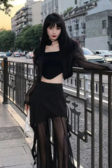 Gothic Mesh Outfit Set - Top & Pants