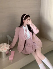 Kawaii School Uniform Outfit Set- Blazer, Shirt & Mini Skirt