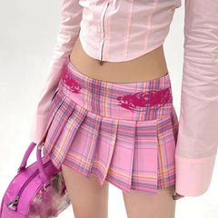 Harajuku Vivid Plaid Outfit Set - Skirt & Bow