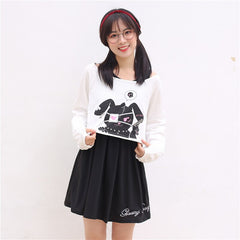 Japanese Style Black Rabbit Clothing Set