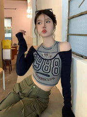 Y2k Vintage Off Shoulder Top