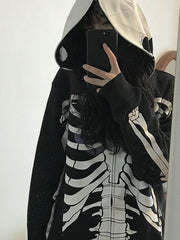 Y2K Gothic Skull Zip Up Hoodie