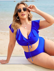 Plus Size Ruffle High Waist Bikini Swimsuit