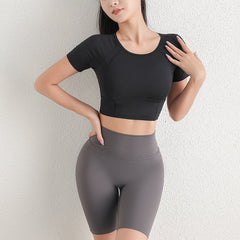 Athletic Short Sleeve Women's Sports & Yoga Crop Top