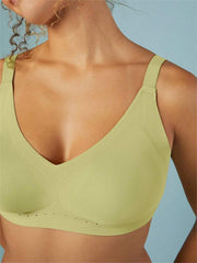 No Show Wireless Plunge Lounge Bra Green