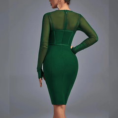Amelia - Green Mesh and Bandage Dress