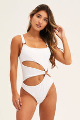 Ring Cutout One-Piece Swimsuit - White