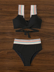 COLORFUL WAVY RIBBED BIKINI SET