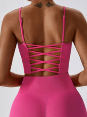 Seamless Rib Cross Back Yoga Bra