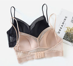 Backless Strapless Bra Push Up Plus Size Women Bralette Wireless Lace Thin Dots