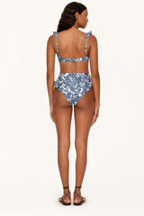 Blue Dragonfly Ruffle-Trimmed Underwire High Waisted Bikini Set