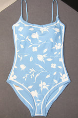 Vintage Floral Print Reversible Tie-Shoulder One Piece Swimsuit