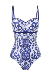 Majolica-Print Balconette One Piece Swimsuit