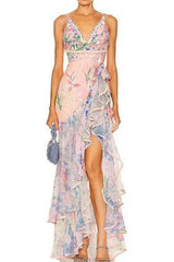 Ruffled Floral-Print One Piece Swimsuit