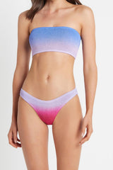 Multicolor Crinkle Ombre Bandeau Bikini Set