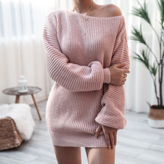 Jaylene - Pink Oversized Ribbed Sweater Dress