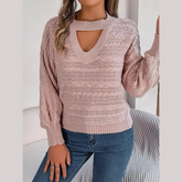 Tina - Pink Twist Knit Cutout Sweater Top