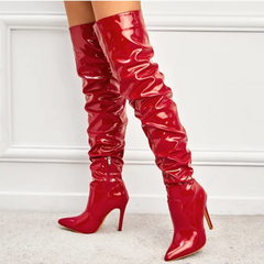 Red Patent Leather Over The Knee Boots