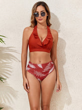 Floral Smocked Ruffle Trim Bandeau Bikini Top