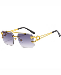Gradient Frame Double Bridge Rimless Sunglasses