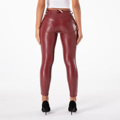Cheeky Burgundy PU Faux Leather Butt Lift Pants