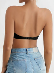 Anti Slip Strip Backless Strapless Wireless Basic Bra Black