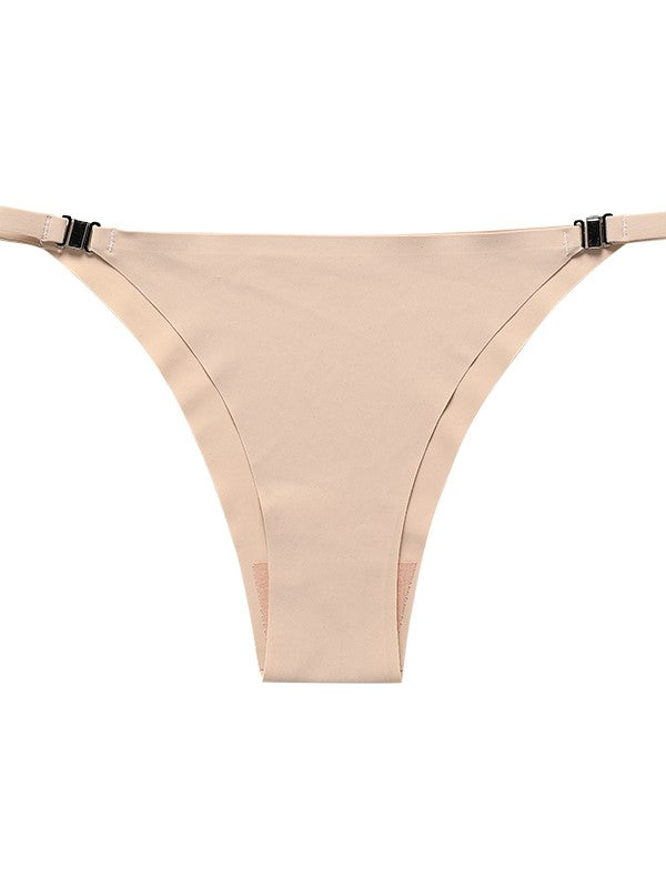 Sexy Metal Buckle Spaghetti Strap Seamless Panties