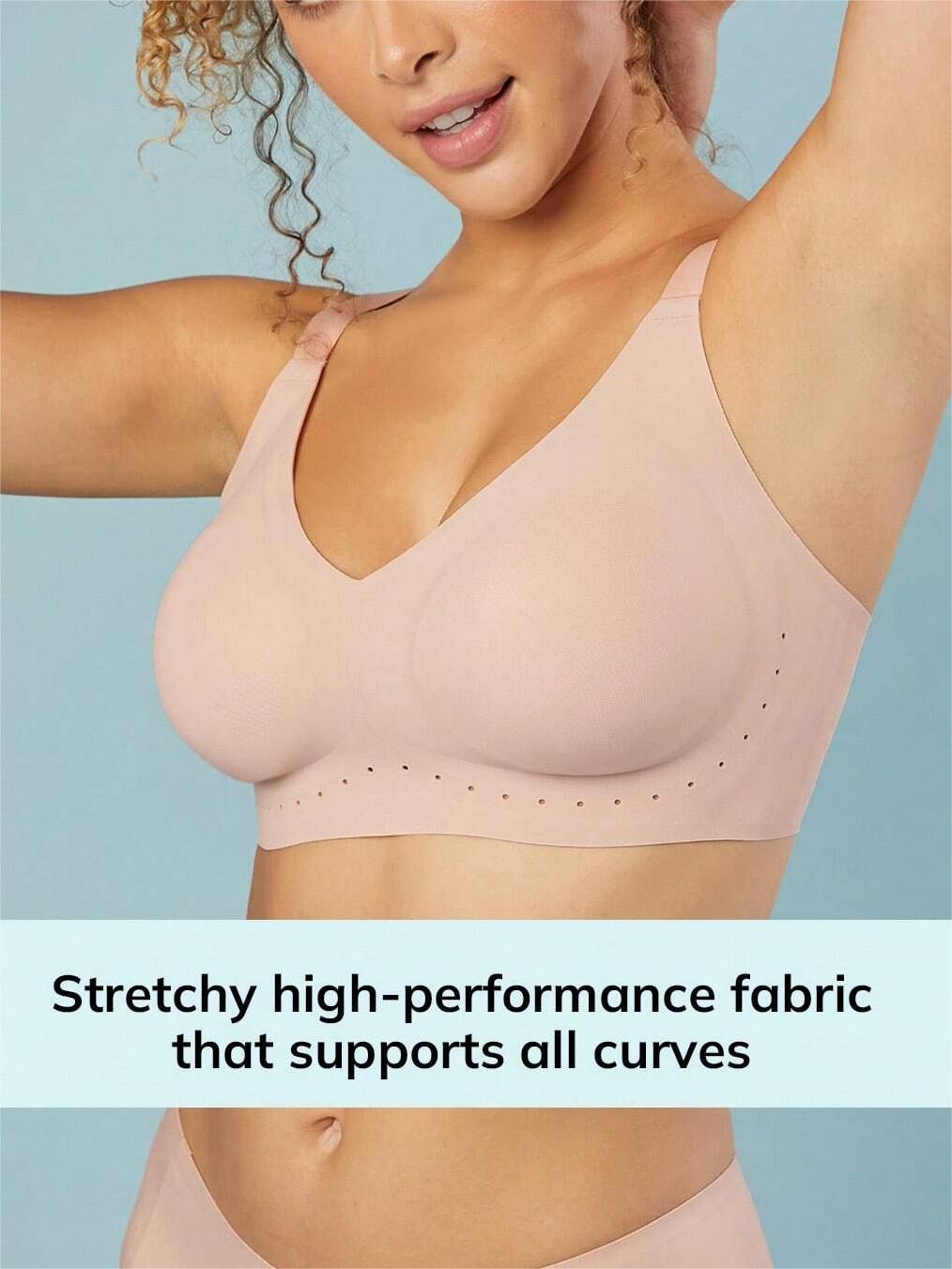 No Show Wireless Plunge Lounge Bra Pink