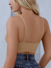 Semicircle Decorative Border Wireless Bra Tan