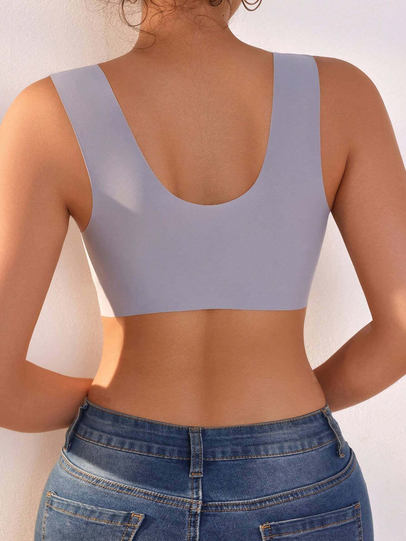 Lace Seamless Wirefree Push-up Pus size Full Coverage Bra Gray