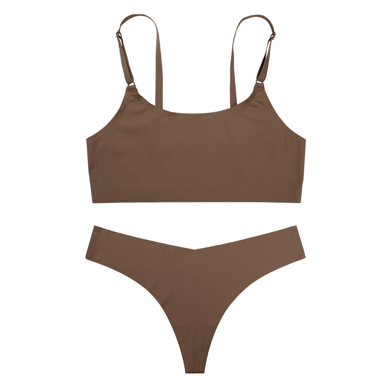 No Show Seamless Solid Bra & Panty Set