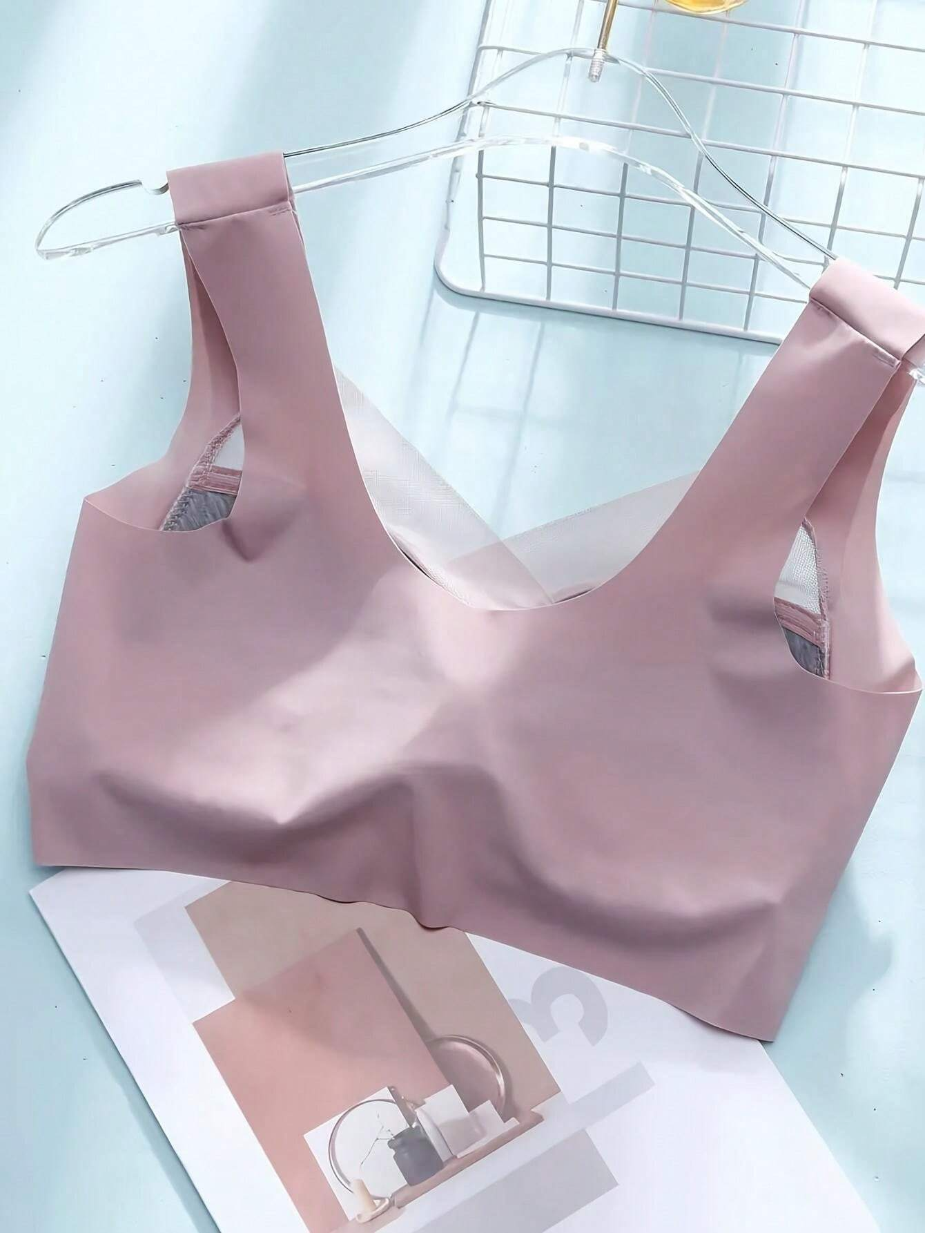 Women's Mesh Seamless Smooth Comfort Wire Free Bra  Pink