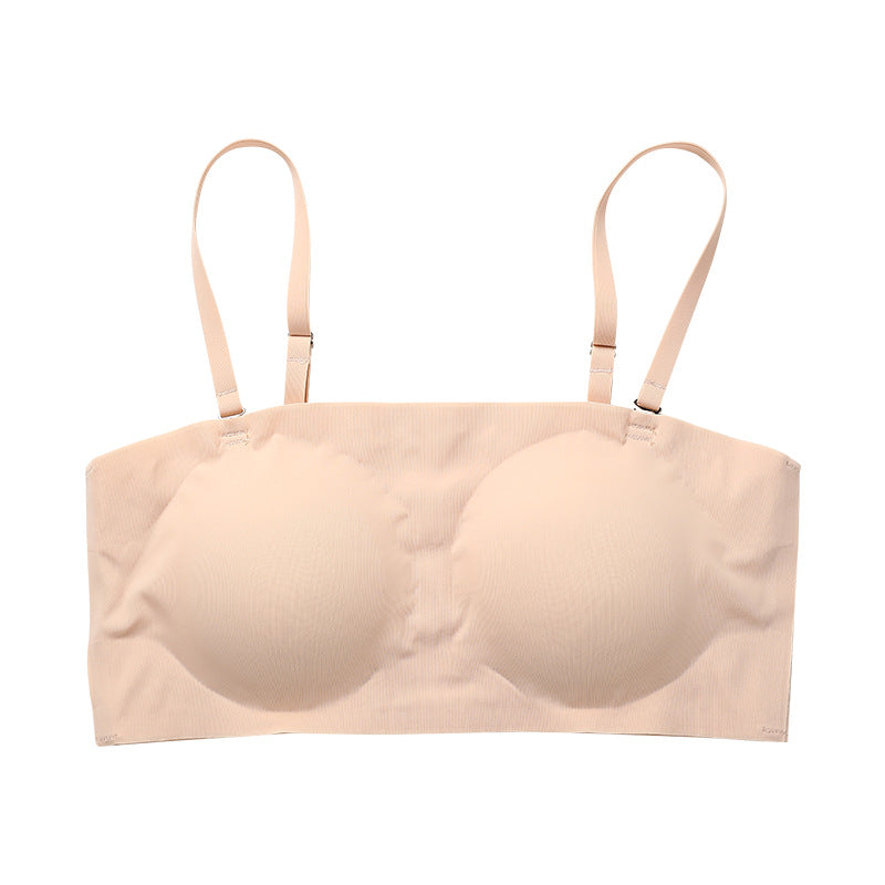 Gathering Breathable Backless Wireless Bra