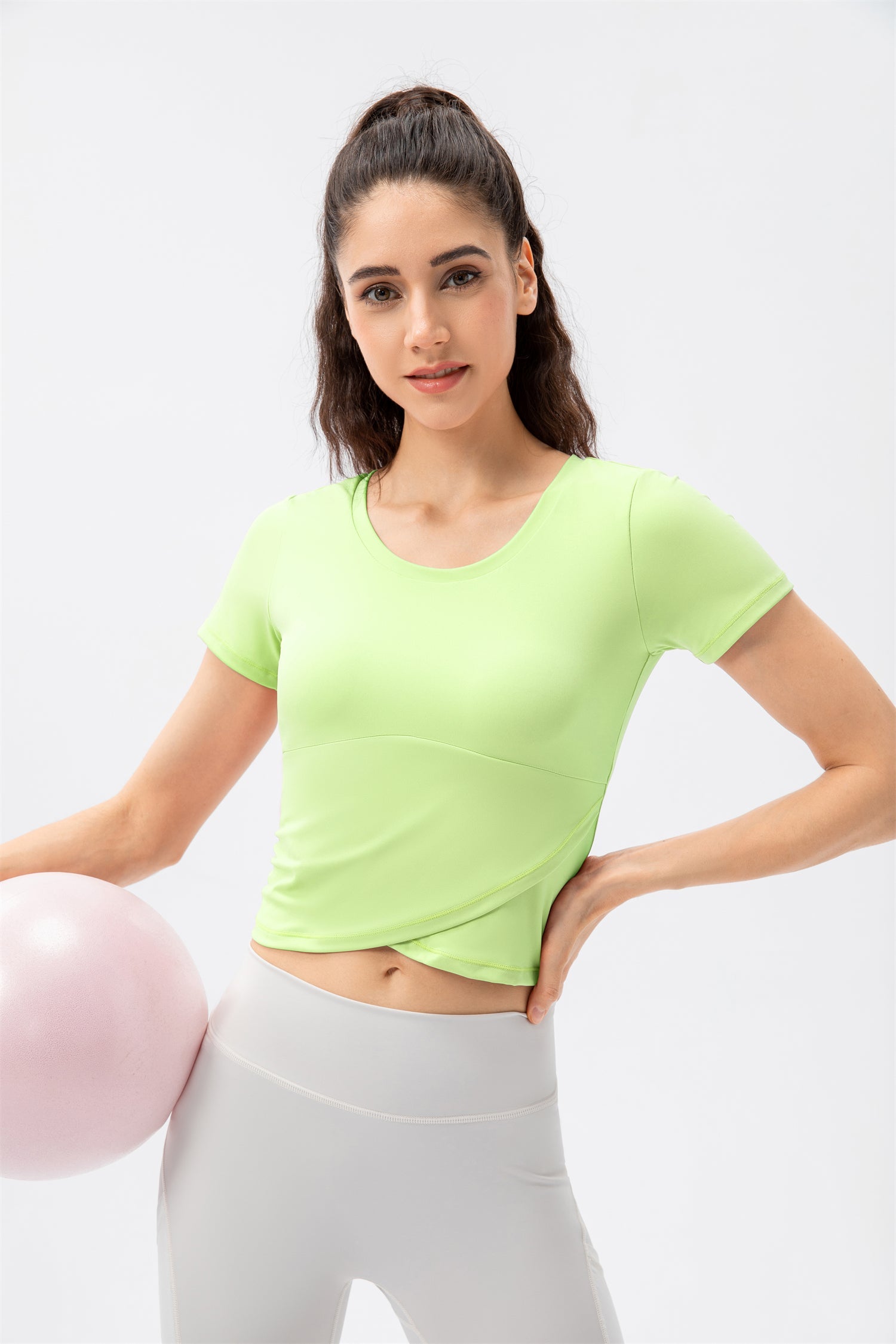 Crossover Hem Cropped Sports Top