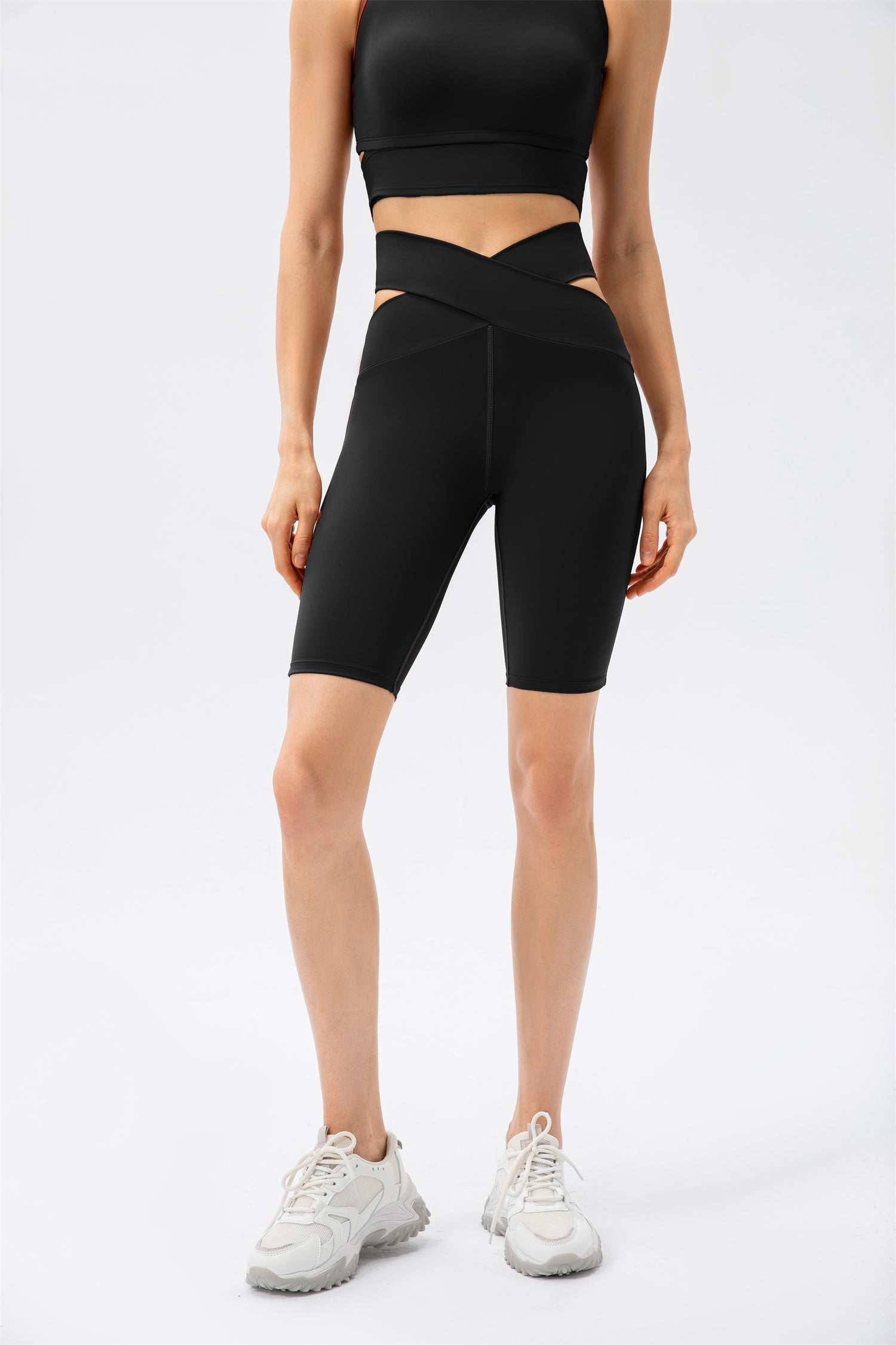 Crisscross Lace Up Workout Tank Top & Shorts Set