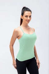Spaghetti Strap Ruched Crisscross Tank Top