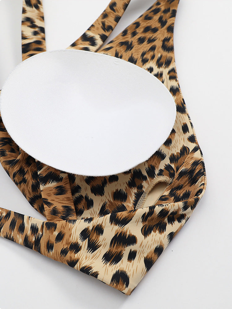 Leopard Twist Cross Back Yoga Bra
