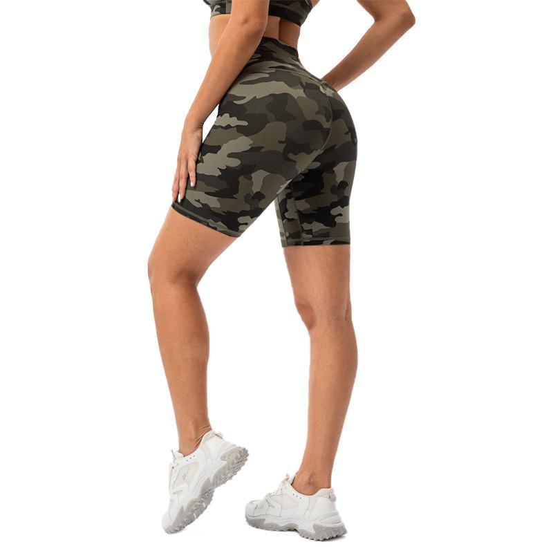 Camo Patchwork Women's Hip Lifting Fitness Shorts