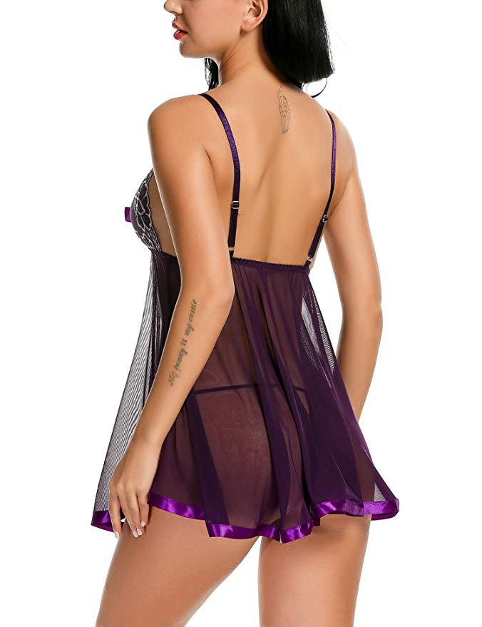 Avidlove Lingerie Lace Babydoll Strap Chemise Mesh Sleepwear Outfits