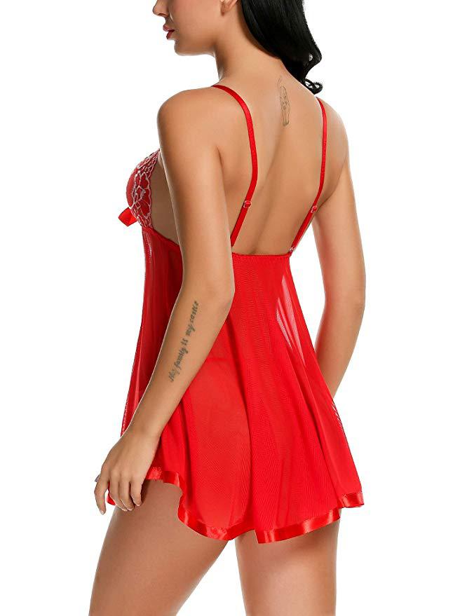 Avidlove Lingerie Lace Babydoll Strap Chemise Mesh Sleepwear Outfits