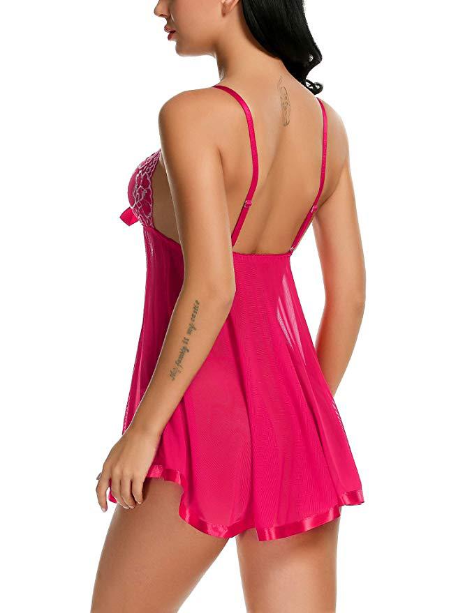 Avidlove Lingerie Lace Babydoll Strap Chemise Mesh Sleepwear Outfits
