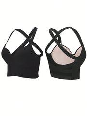Seamless Plus Size Cross Back Bra