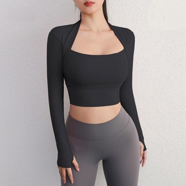 Long Sleeve Women's Yoga & Fitness Crop Tops with Pads