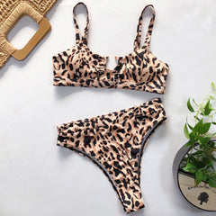 Yellow Leopard Ribbed Bikini Bottom