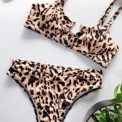 Yellow Leopard Ribbed Bikini Bottom